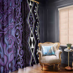 Purple Aotearoa Window Curtain Taniko Motifs With Paua Shell Kowhaiwhai