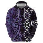 Purple Aotearoa Zip Hoodie Taniko Motifs With Paua Shell Kowhaiwhai