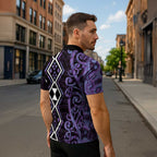 Purple Aotearoa Zipper Polo Shirt Taniko Motifs With Paua Shell Kowhaiwhai - Aussie Hoodie