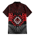 Aotearoa Kiwi Taniko Family Matching Mermaid Dress and Hawaiian Shirt Silver Fern With Maori Koru Pattern