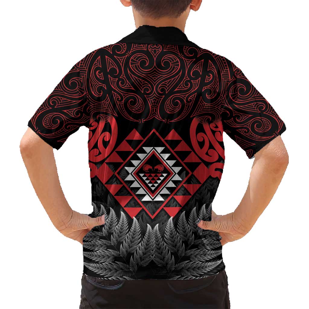 Aotearoa Kiwi Taniko Family Matching Off Shoulder Maxi Dress and Hawaiian Shirt Silver Fern With Maori Koru Pattern