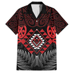 Aotearoa Kiwi Taniko Hawaiian Shirt Silver Fern With Maori Koru Pattern