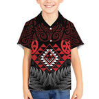 Aotearoa Kiwi Taniko Hawaiian Shirt Silver Fern With Maori Koru Pattern