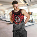 Aotearoa Kiwi Taniko Men Tank Top Silver Fern With Maori Koru Pattern