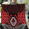 Aotearoa Kiwi Taniko Quilt Silver Fern With Maori Koru Pattern