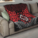 Aotearoa Kiwi Taniko Quilt Silver Fern With Maori Koru Pattern