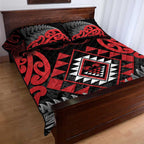 Aotearoa Kiwi Taniko Quilt Bed Set Silver Fern With Maori Koru Pattern