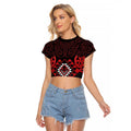 Aotearoa Kiwi Taniko Raglan Cropped T Shirt Silver Fern With Maori Koru Pattern