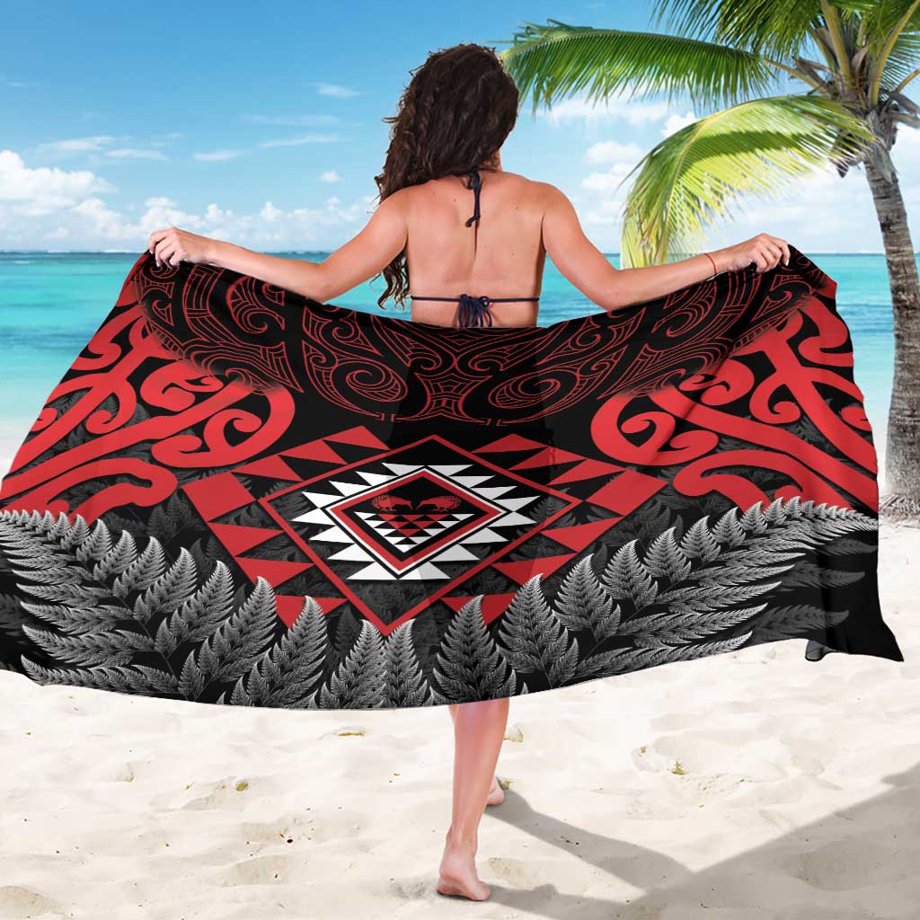 Aotearoa Kiwi Taniko Sarong Silver Fern With Maori Koru Pattern