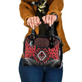 Aotearoa Kiwi Taniko Shoulder Handbag Silver Fern With Maori Koru Pattern