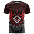 Aotearoa Kiwi Taniko T Shirt Silver Fern With Maori Koru Pattern