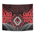 Aotearoa Kiwi Taniko Tapestry Silver Fern With Maori Koru Pattern