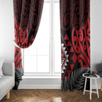Aotearoa Kiwi Taniko Window Curtain Silver Fern With Maori Koru Pattern