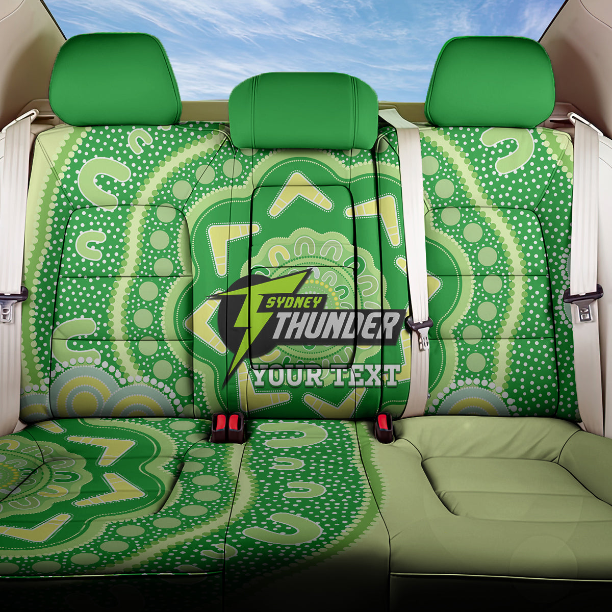Custom BBL Thunder Cricket Back Car Seat Cover 2024 Aboriginal Art