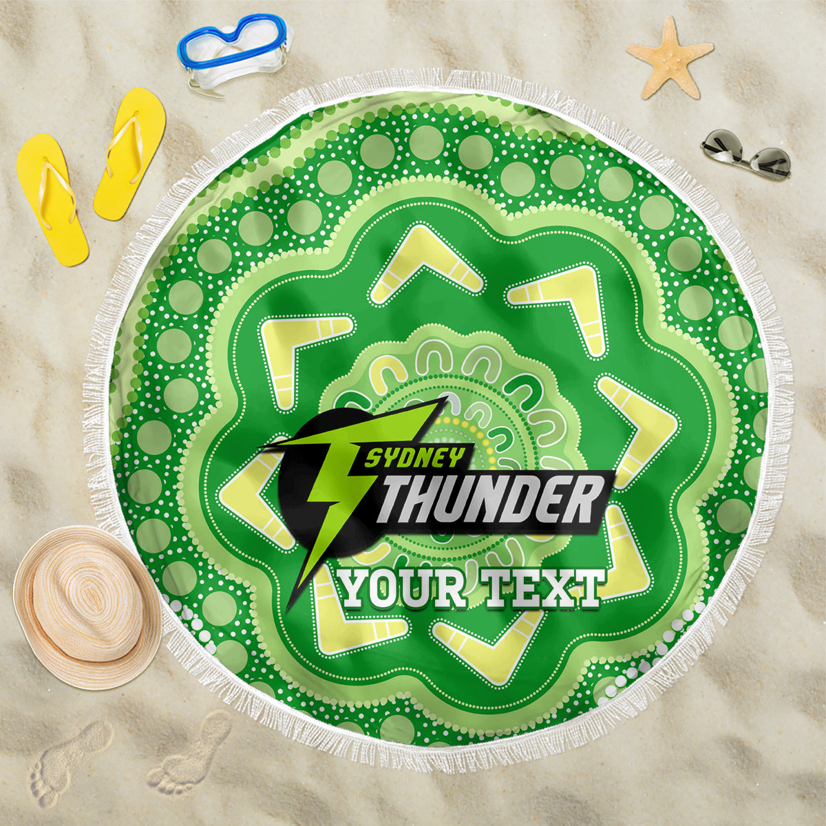 Custom BBL Thunder Cricket Beach Blanket 2024 Aboriginal Art