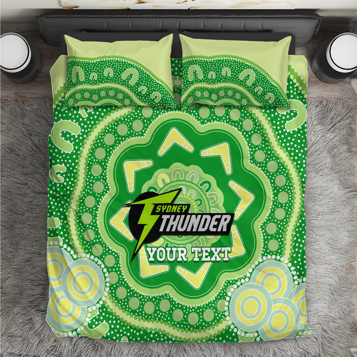 Custom BBL Thunder Cricket Bedding Set 2024 Aboriginal Art