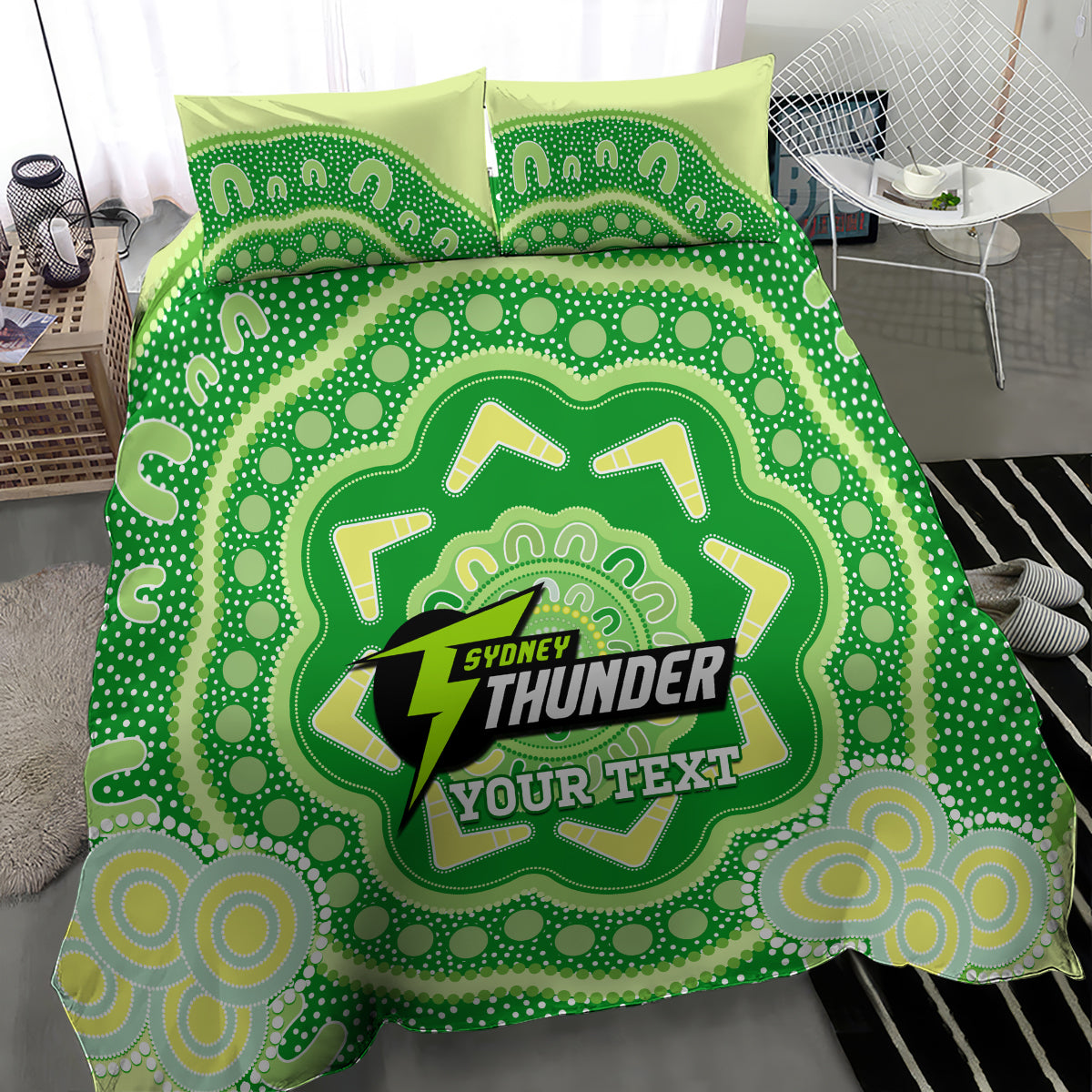 Custom BBL Thunder Cricket Bedding Set 2024 Aboriginal Art