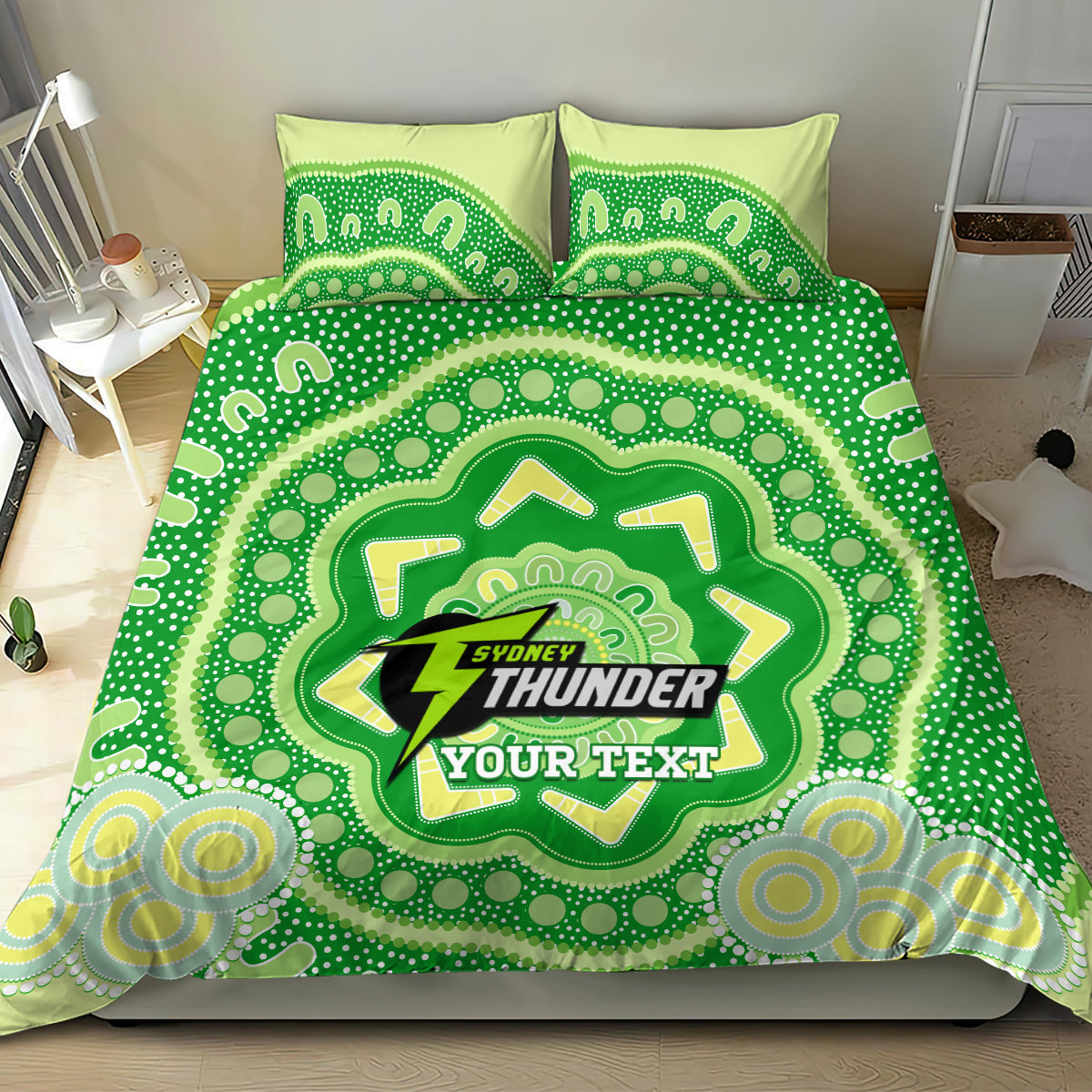 Custom BBL Thunder Cricket Bedding Set 2024 Aboriginal Art