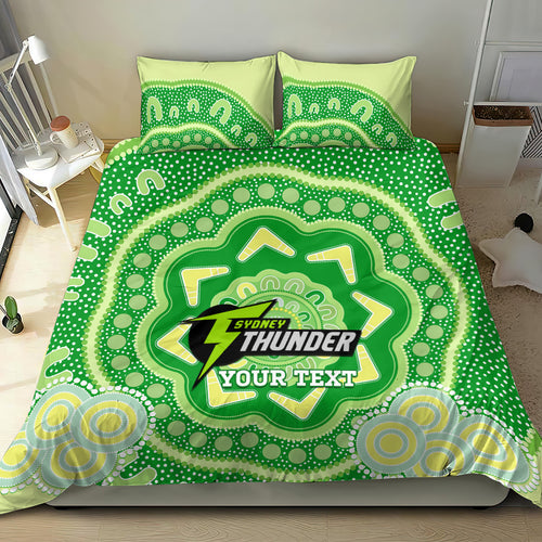Custom BBL Thunder Cricket Bedding Set 2024 Aboriginal Art