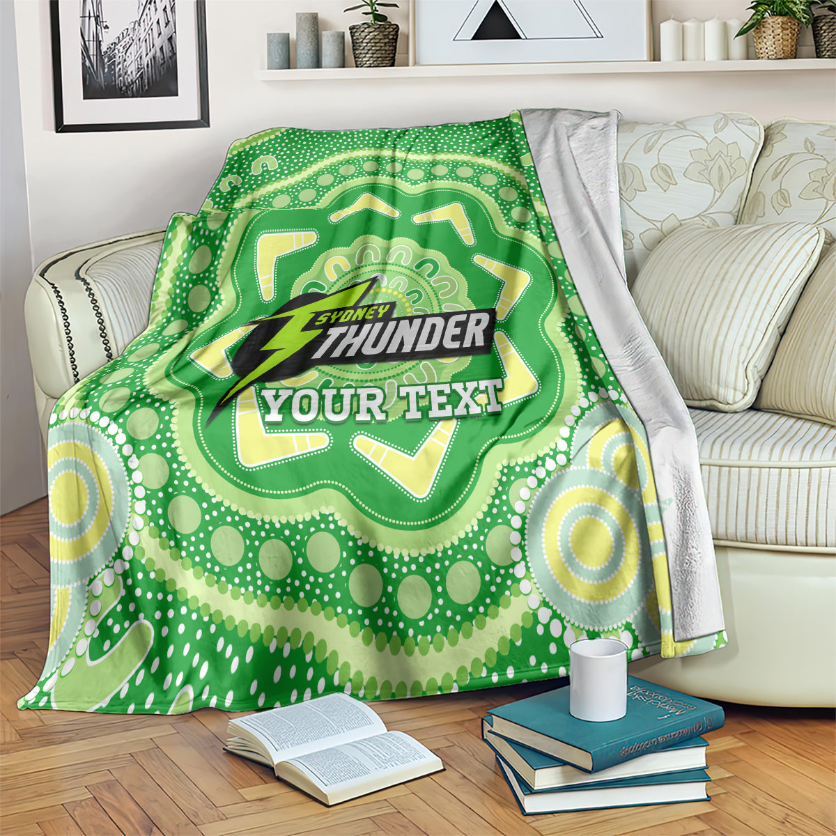 Custom BBL Thunder Cricket Blanket 2024 Aboriginal Art