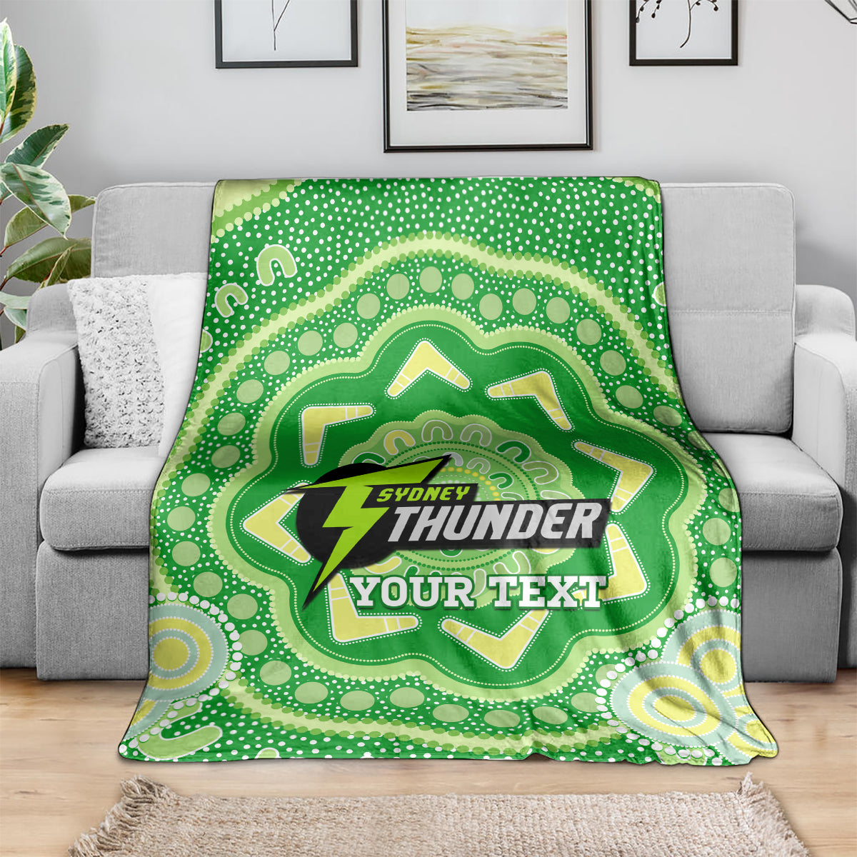 Custom BBL Thunder Cricket Blanket 2024 Aboriginal Art