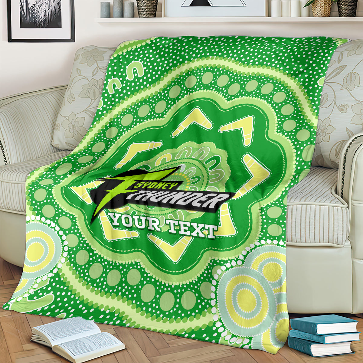 Custom BBL Thunder Cricket Blanket 2024 Aboriginal Art