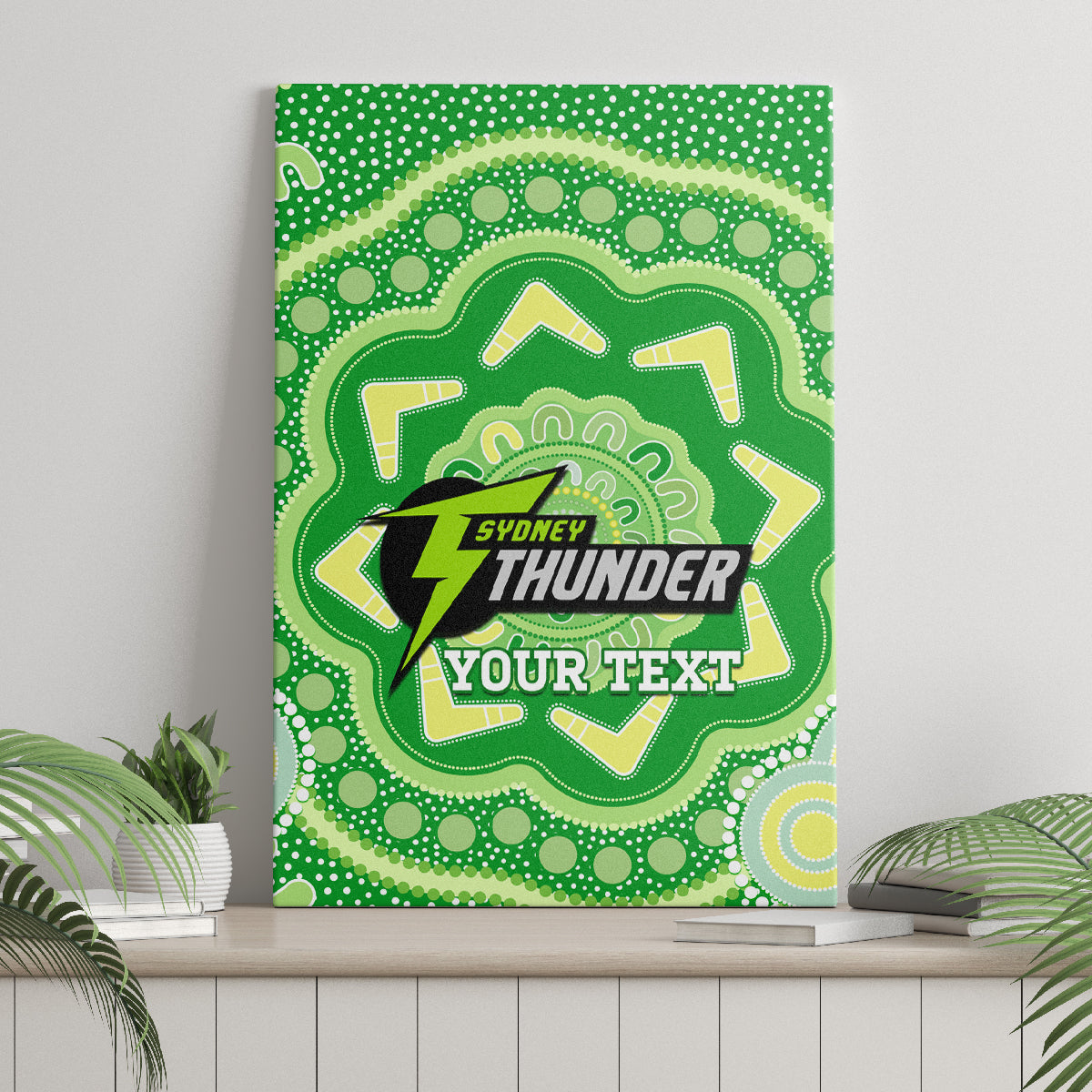 Custom BBL Thunder Cricket Canvas Wall Art 2024 Aboriginal Art