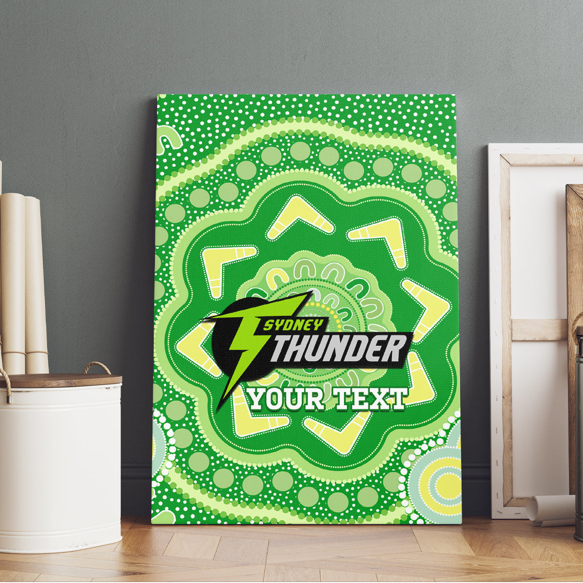 Custom BBL Thunder Cricket Canvas Wall Art 2024 Aboriginal Art