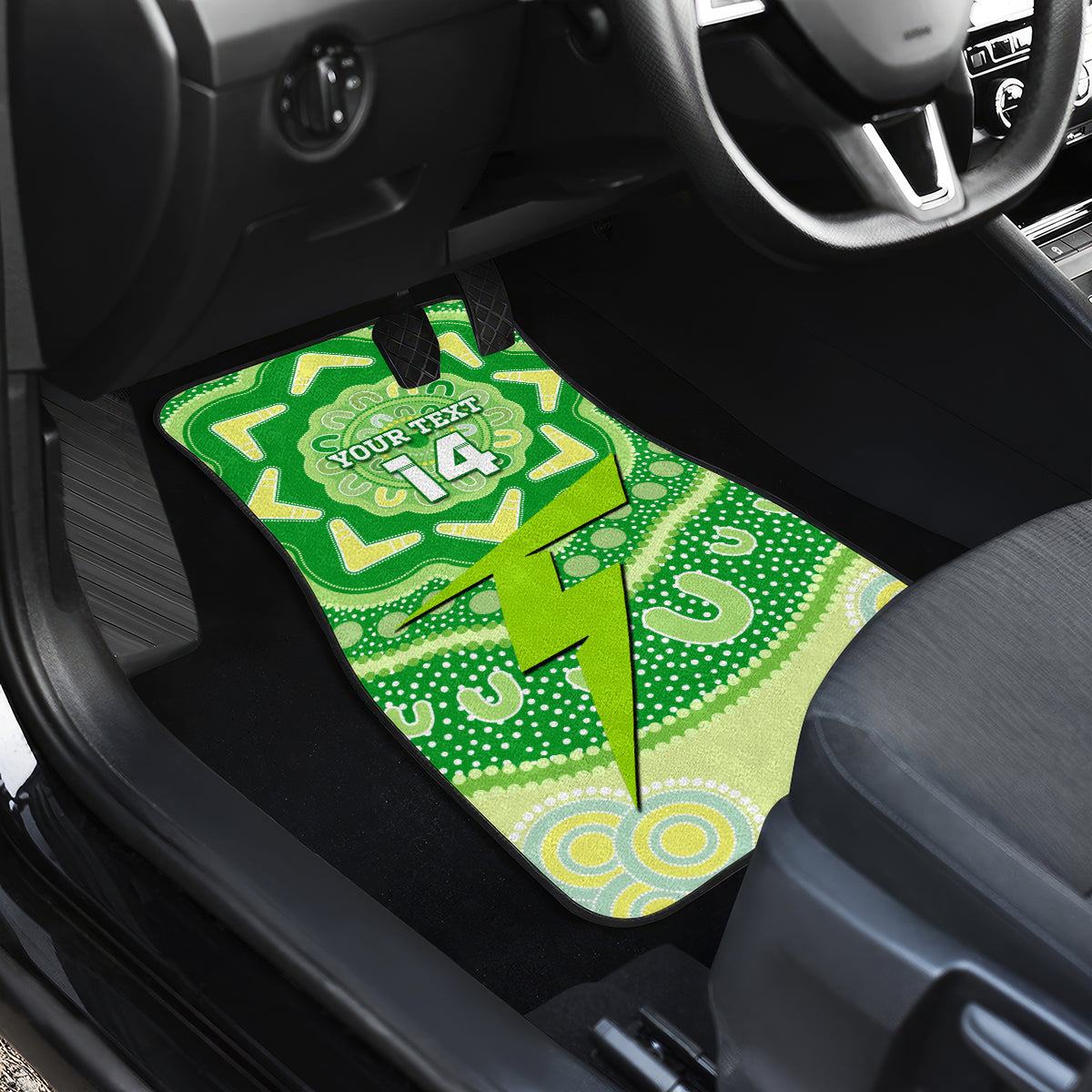 Custom BBL Thunder Cricket Car Mats 2024 Aboriginal Art