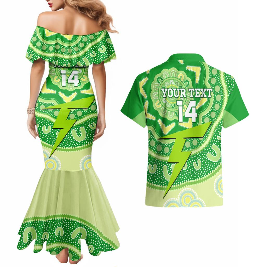 Custom BBL Thunder Cricket Couples Matching Mermaid Dress and Hawaiian Shirt 2024 Aboriginal Art