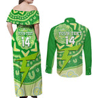 Custom BBL Thunder Cricket Couples Matching Off Shoulder Maxi Dress and Long Sleeve Button Shirt 2024 Aboriginal Art