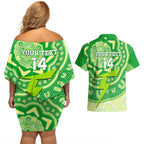 Custom BBL Thunder Cricket Couples Matching Off Shoulder Short Dress and Hawaiian Shirt 2024 Aboriginal Art