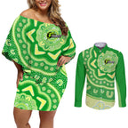 Custom BBL Thunder Cricket Couples Matching Off Shoulder Short Dress and Long Sleeve Button Shirt 2024 Aboriginal Art