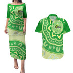 Custom BBL Thunder Cricket Couples Matching Puletasi and Hawaiian Shirt 2024 Aboriginal Art