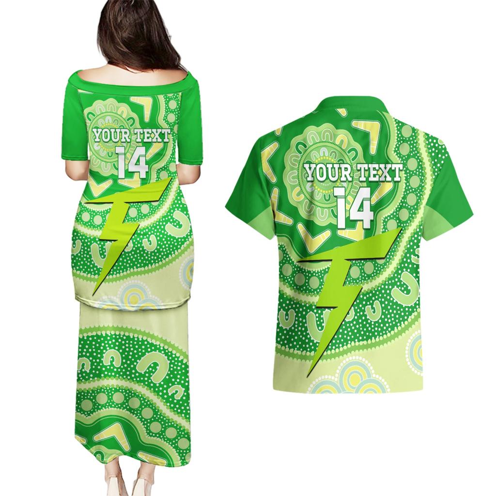 Custom BBL Thunder Cricket Couples Matching Puletasi and Hawaiian Shirt 2024 Aboriginal Art