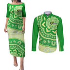 Custom BBL Thunder Cricket Couples Matching Puletasi and Long Sleeve Button Shirt 2024 Aboriginal Art