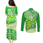 Custom BBL Thunder Cricket Couples Matching Puletasi and Long Sleeve Button Shirt 2024 Aboriginal Art