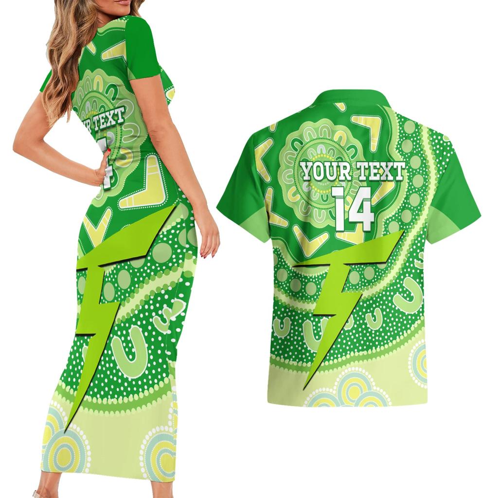 Custom BBL Thunder Cricket Couples Matching Short Sleeve Bodycon Dress and Hawaiian Shirt 2024 Aboriginal Art