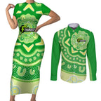 Custom BBL Thunder Cricket Couples Matching Short Sleeve Bodycon Dress and Long Sleeve Button Shirt 2024 Aboriginal Art