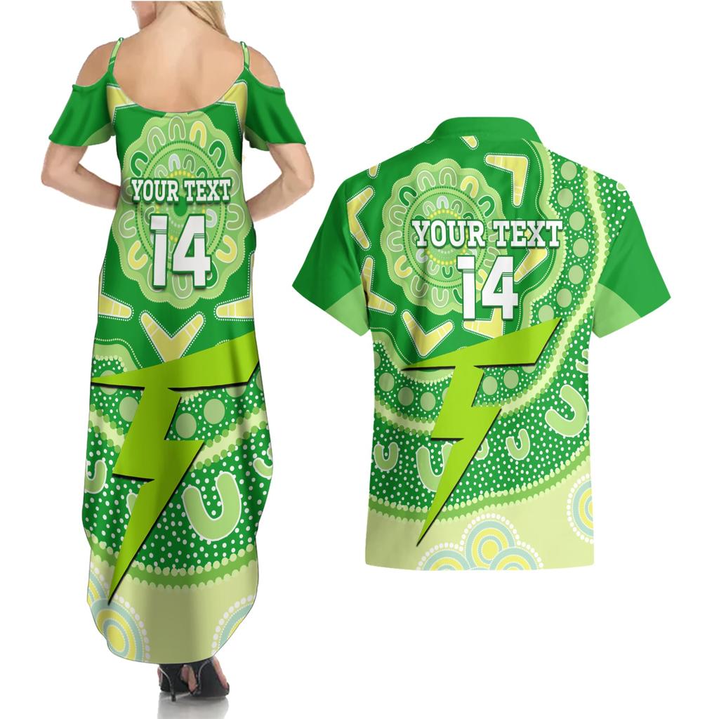 Custom BBL Thunder Cricket Couples Matching Summer Maxi Dress and Hawaiian Shirt 2024 Aboriginal Art