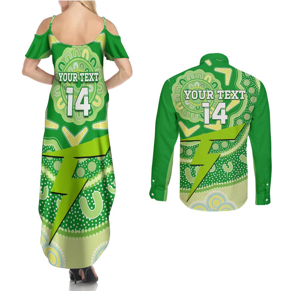 Custom BBL Thunder Cricket Couples Matching Summer Maxi Dress and Long Sleeve Button Shirt 2024 Aboriginal Art