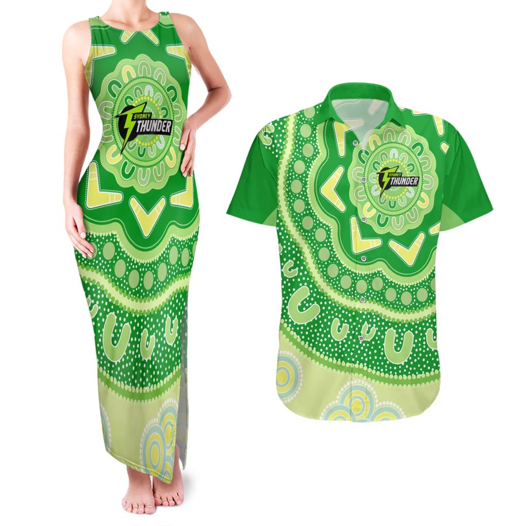 Custom BBL Thunder Cricket Couples Matching Tank Maxi Dress and Hawaiian Shirt 2024 Aboriginal Art