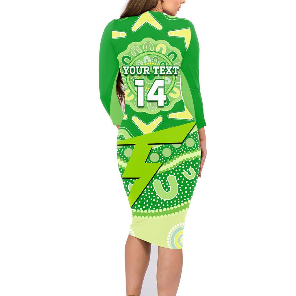 Custom BBL Thunder Cricket Family Matching Long Sleeve Bodycon Dress and Hawaiian Shirt 2024 Aboriginal Art