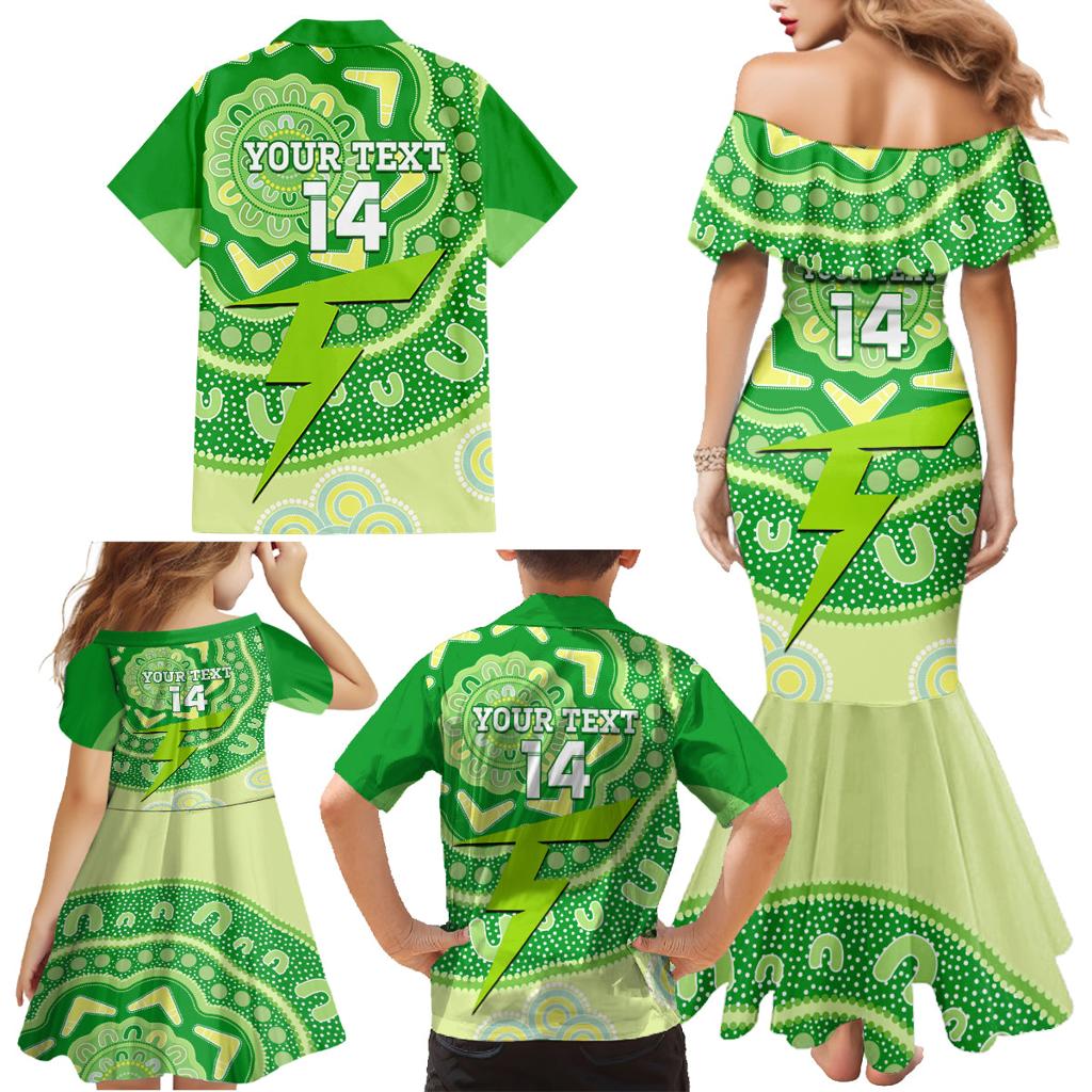 Custom BBL Thunder Cricket Family Matching Mermaid Dress and Hawaiian Shirt 2024 Aboriginal Art