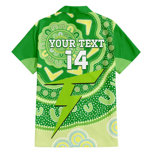 Custom BBL Thunder Cricket Family Matching Off Shoulder Short Dress and Hawaiian Shirt 2024 Aboriginal Art