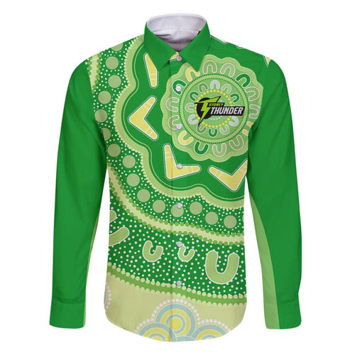 Custom BBL Thunder Cricket Family Matching Off Shoulder Short Dress and Hawaiian Shirt 2024 Aboriginal Art