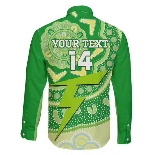 Custom BBL Thunder Cricket Family Matching Off Shoulder Short Dress and Hawaiian Shirt 2024 Aboriginal Art