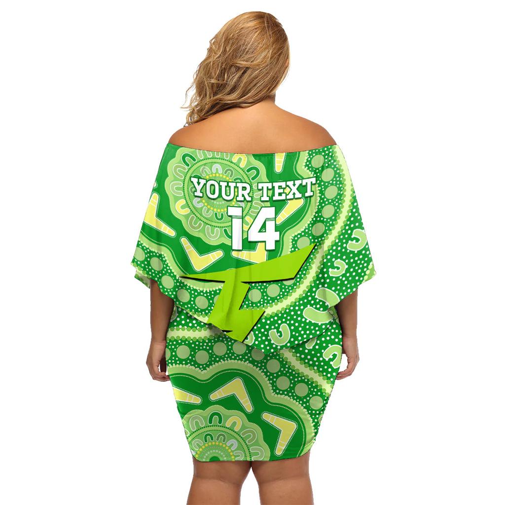Custom BBL Thunder Cricket Family Matching Off Shoulder Short Dress and Hawaiian Shirt 2024 Aboriginal Art