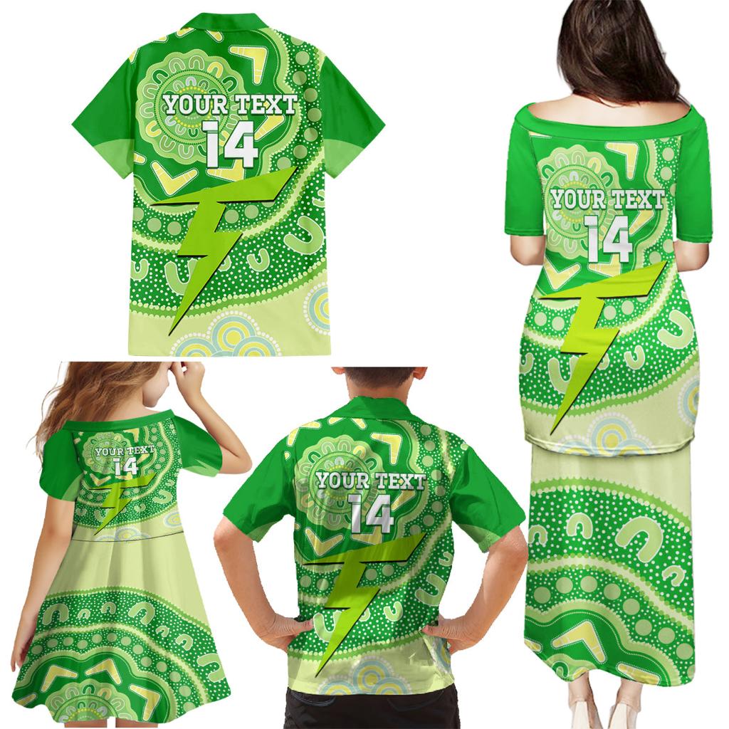 Custom BBL Thunder Cricket Family Matching Puletasi and Hawaiian Shirt 2024 Aboriginal Art