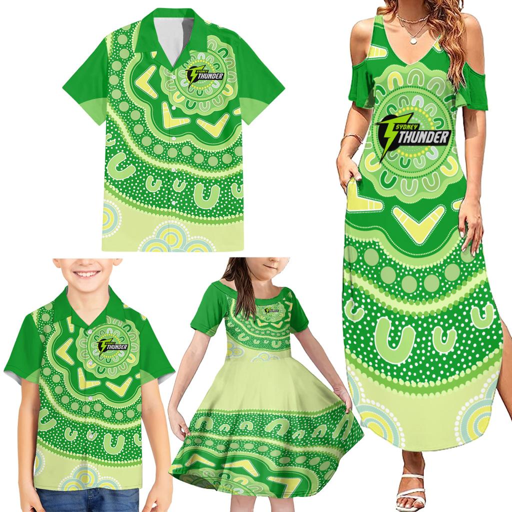 Custom BBL Thunder Cricket Family Matching Summer Maxi Dress and Hawaiian Shirt 2024 Aboriginal Art